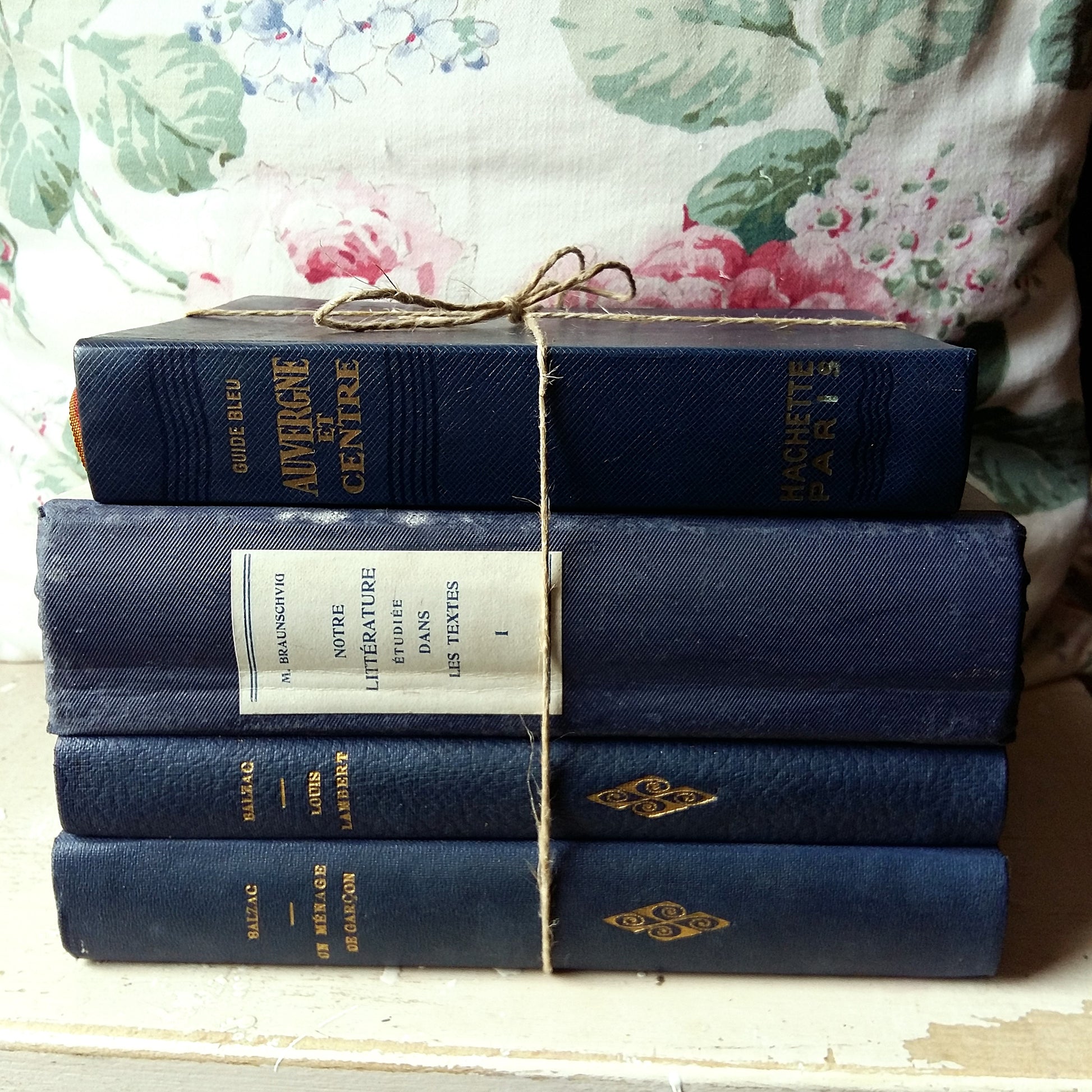 1900s French Blue Book Stack from Tiggy & Pip - Just €104! Shop now at Tiggy and Pip