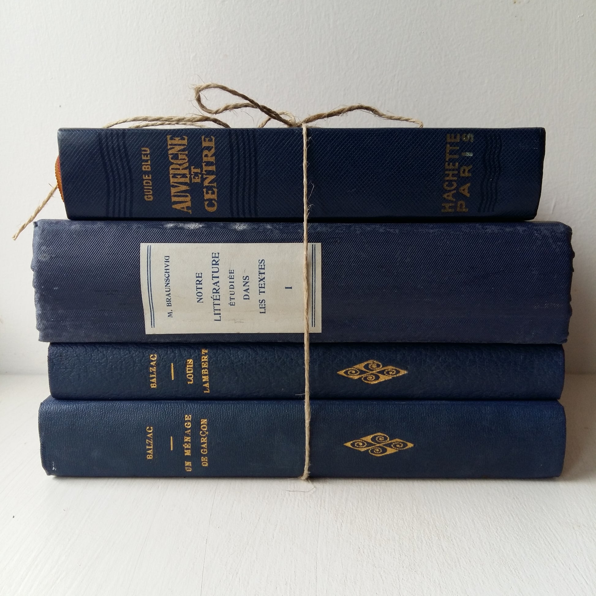 1900s French Blue Book Stack from Tiggy & Pip - Just €104! Shop now at Tiggy and Pip