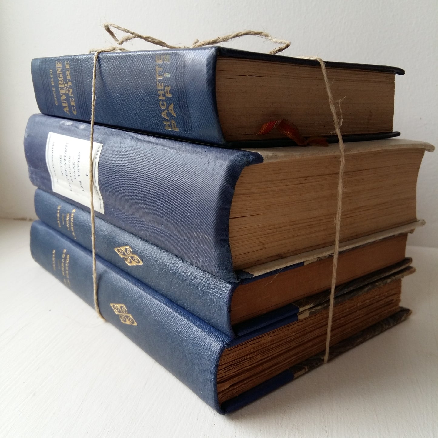 1900s French Blue Book Stack from Tiggy & Pip - Just €104! Shop now at Tiggy and Pip