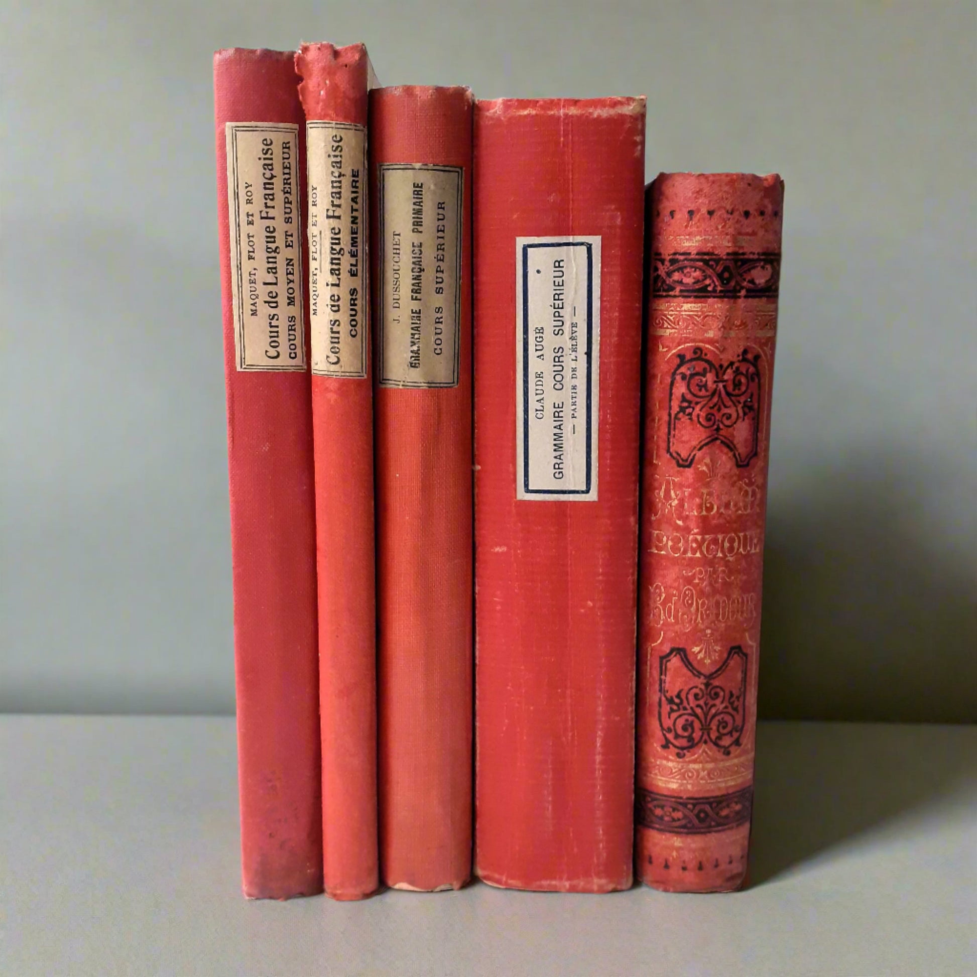 Antique French Red Book Stack from Tiggy & Pip - Just €130! Shop now at Tiggy and Pip