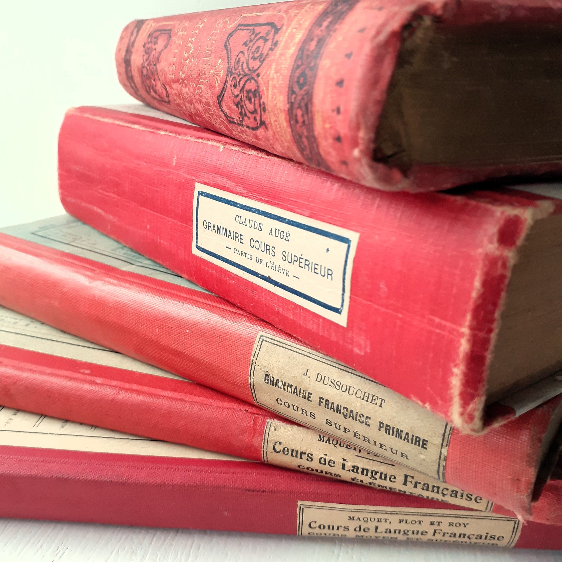 Antique French Red Book Stack from Tiggy & Pip - Just €120! Shop now at Tiggy and Pip