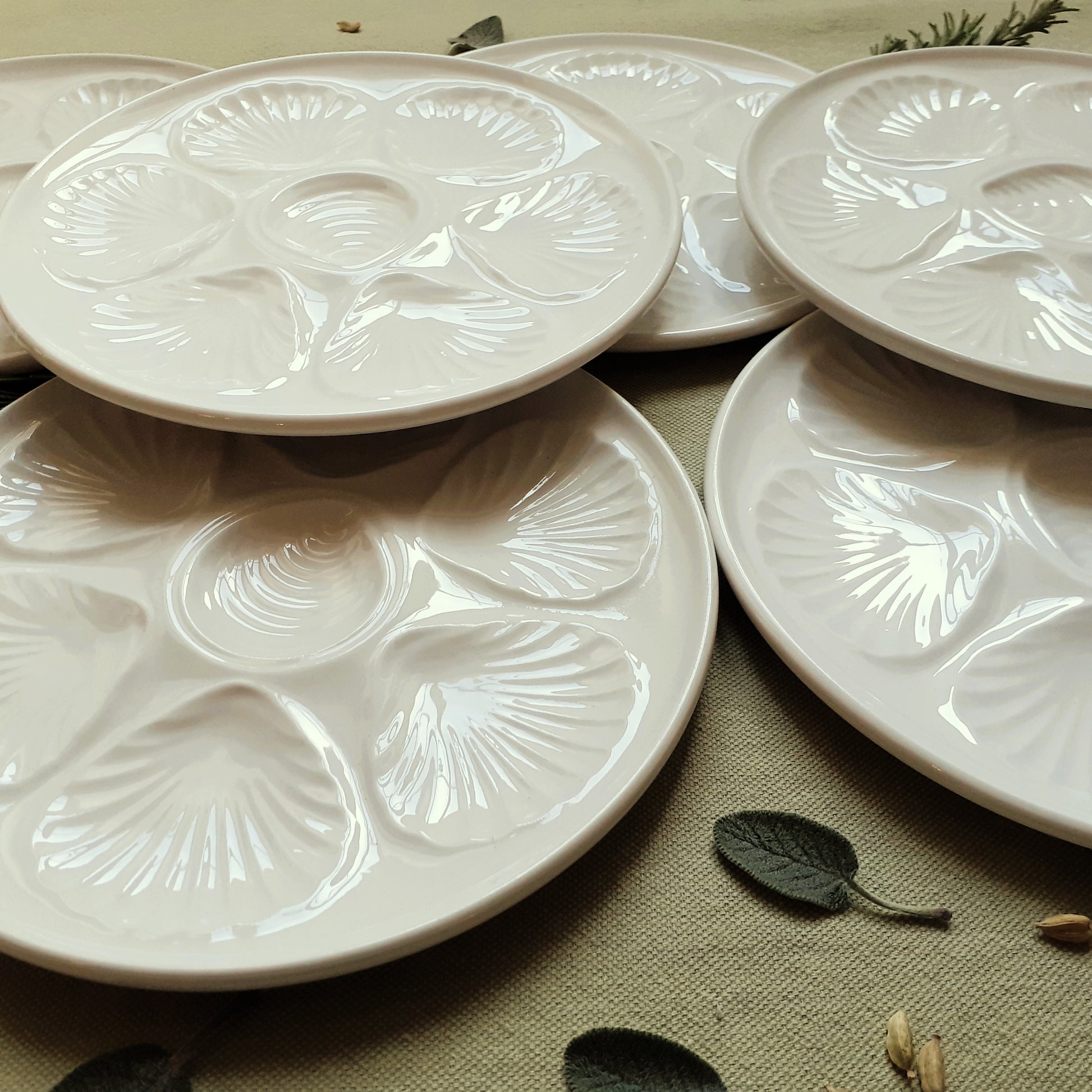 Six White Oyster/Scallop Plates from Tiggy & Pip - Just €168! Shop now at Tiggy and Pip