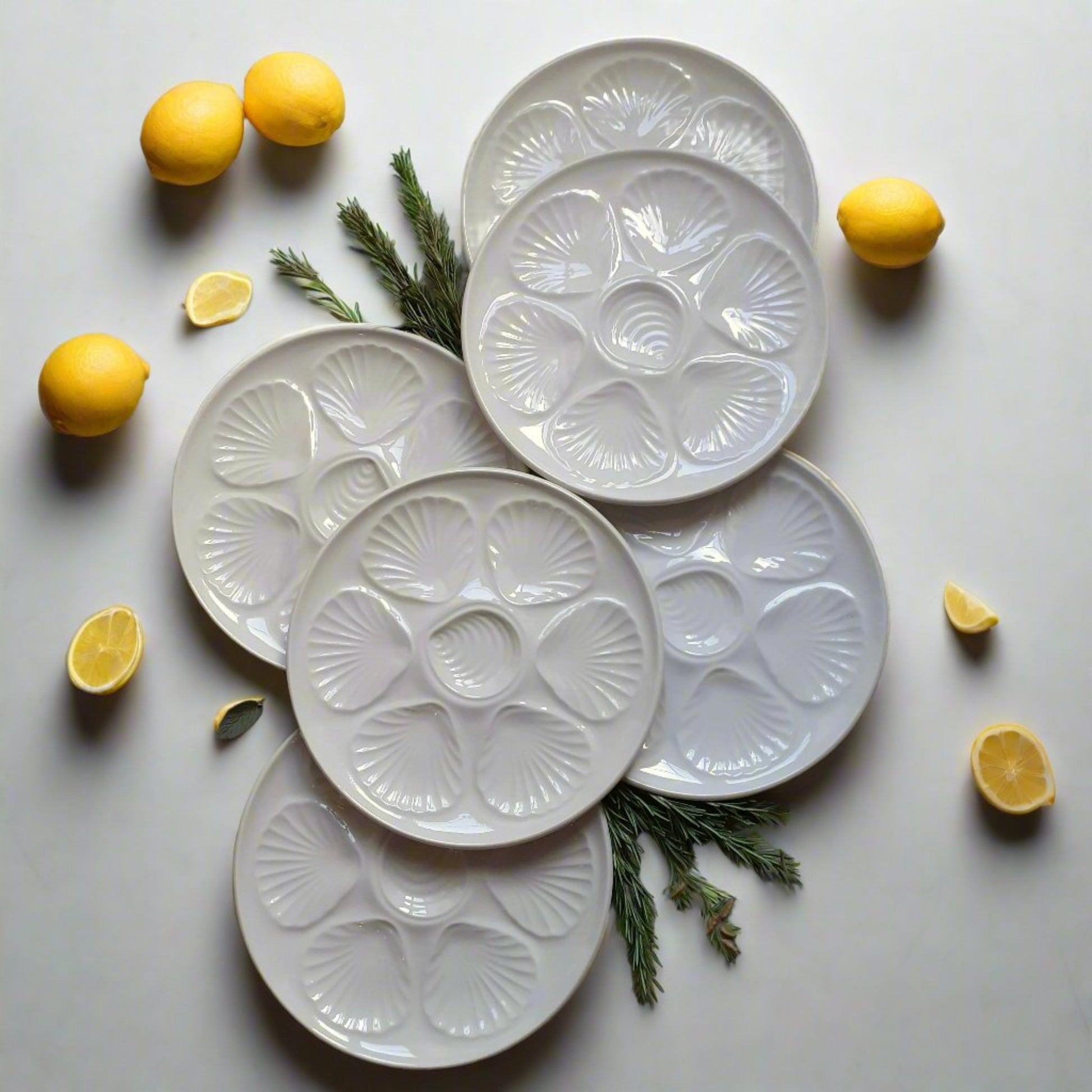 Six White Oyster/Scallop Plates from Tiggy & Pip - Just €168! Shop now at Tiggy and Pip