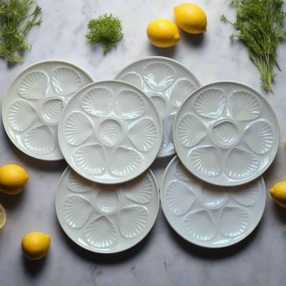 Six White Oyster/Scallop Plates from Tiggy & Pip - Just €168! Shop now at Tiggy and Pip