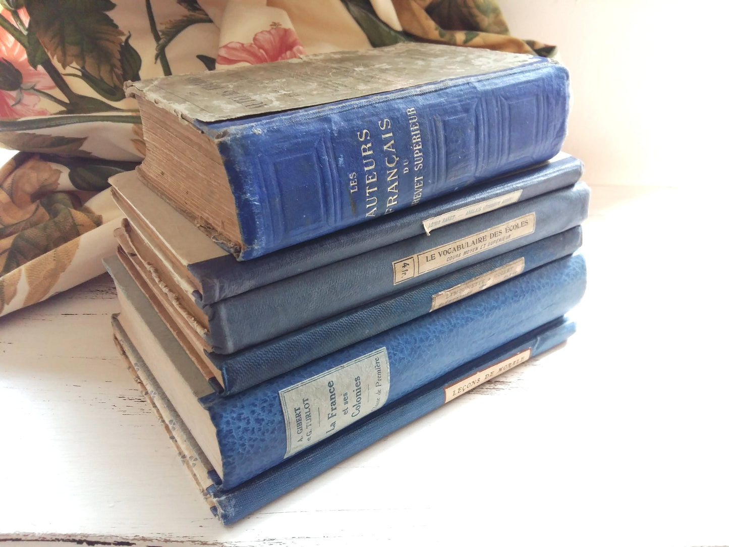 French Royal Blue Book Bundle of Early 1900's Antiquarian School Books. from Tiggy & Pip - Just €138! Shop now at Tiggy and Pip