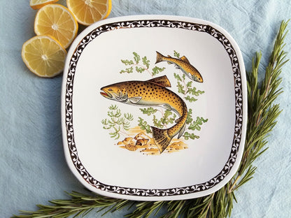 Set of Six Vintage French Fish Plates by "Longchamp" France. from Tiggy & Pip - Just €156! Shop now at Tiggy and Pip