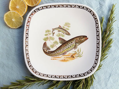 Set of Six Vintage French Fish Plates by "Longchamp" France. from Tiggy & Pip - Just €156! Shop now at Tiggy and Pip
