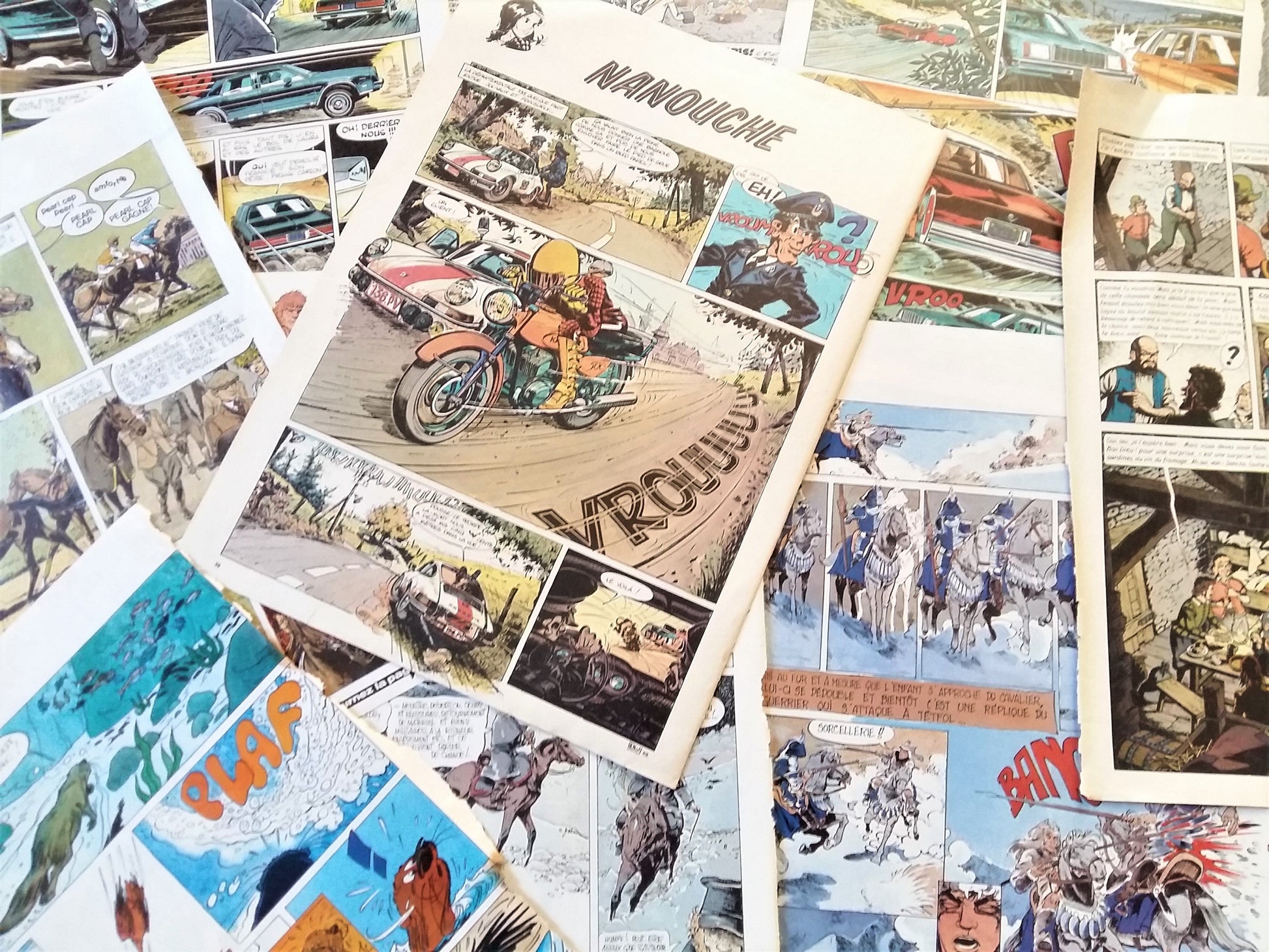 Comic Strip Ephemera Pack. 200+ French, Bande Dessinée Pages from Old Tintin Magazines. from Tiggy & Pip - Just €50! Shop now at Tiggy and Pip