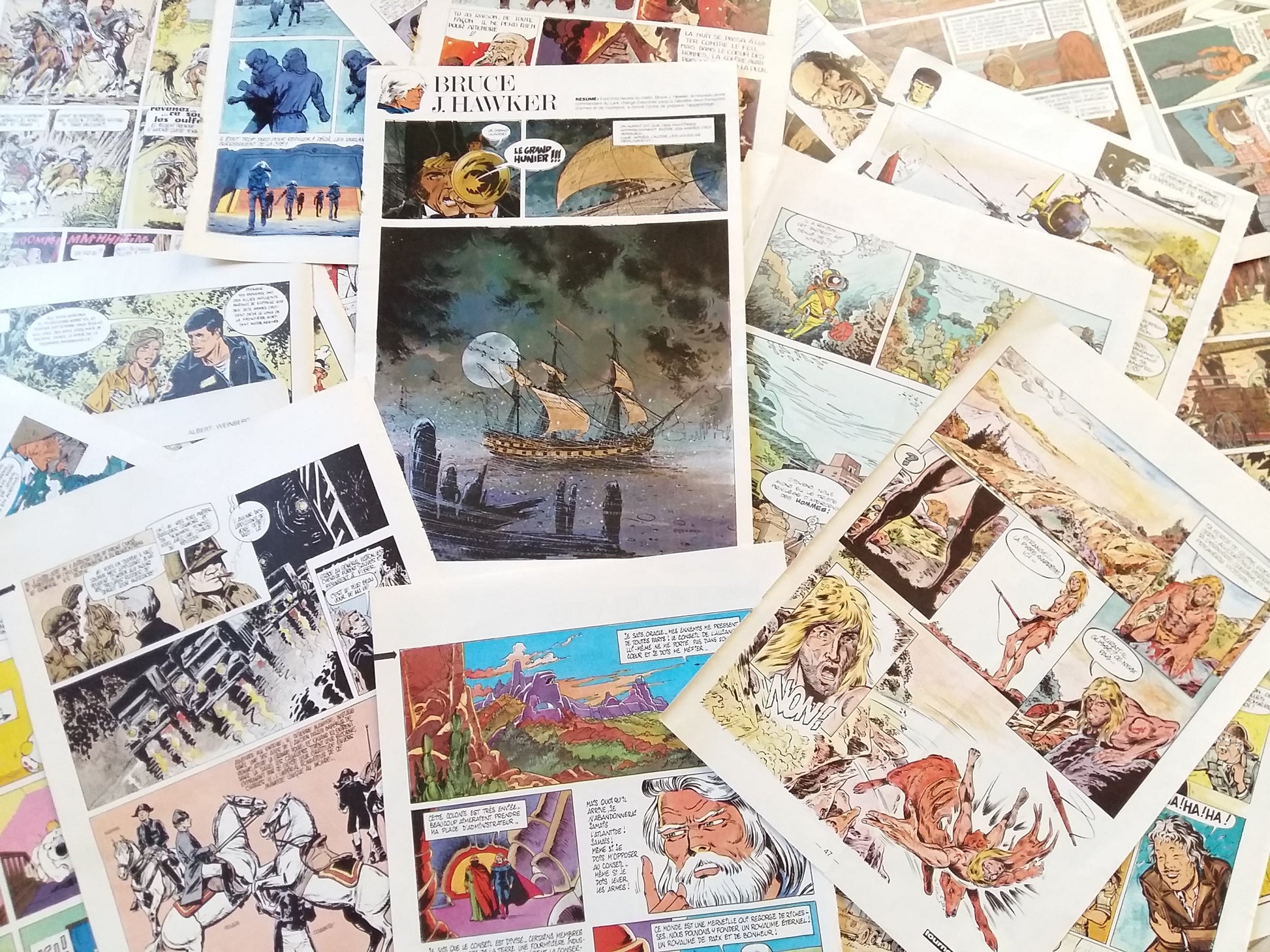 Comic Strip Ephemera Pack. 200+ French, Bande Dessinée Pages from Old Tintin Magazines. from Tiggy & Pip - Just €50! Shop now at Tiggy and Pip