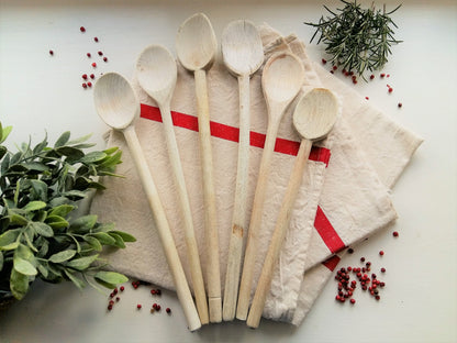 Set of SIX Vintage Bleached Long Wooden Spoons. from Tiggy & Pip - Just €54! Shop now at Tiggy and Pip