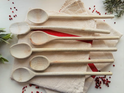 Set of SIX Vintage Bleached Long Wooden Spoons. from Tiggy & Pip - Just €54! Shop now at Tiggy and Pip