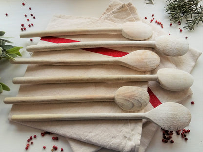 Set of SIX Vintage Bleached Long Wooden Spoons. from Tiggy & Pip - Just €54! Shop now at Tiggy and Pip