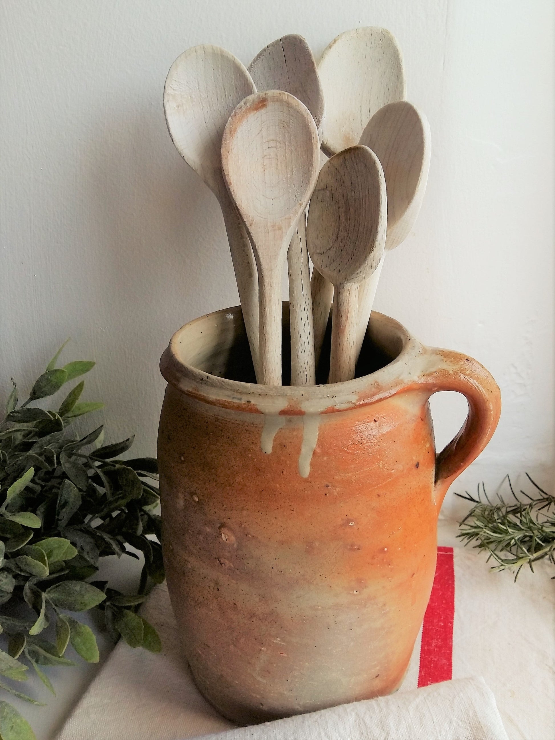 Set of SIX Vintage Bleached Long Wooden Spoons. from Tiggy & Pip - Just €54! Shop now at Tiggy and Pip