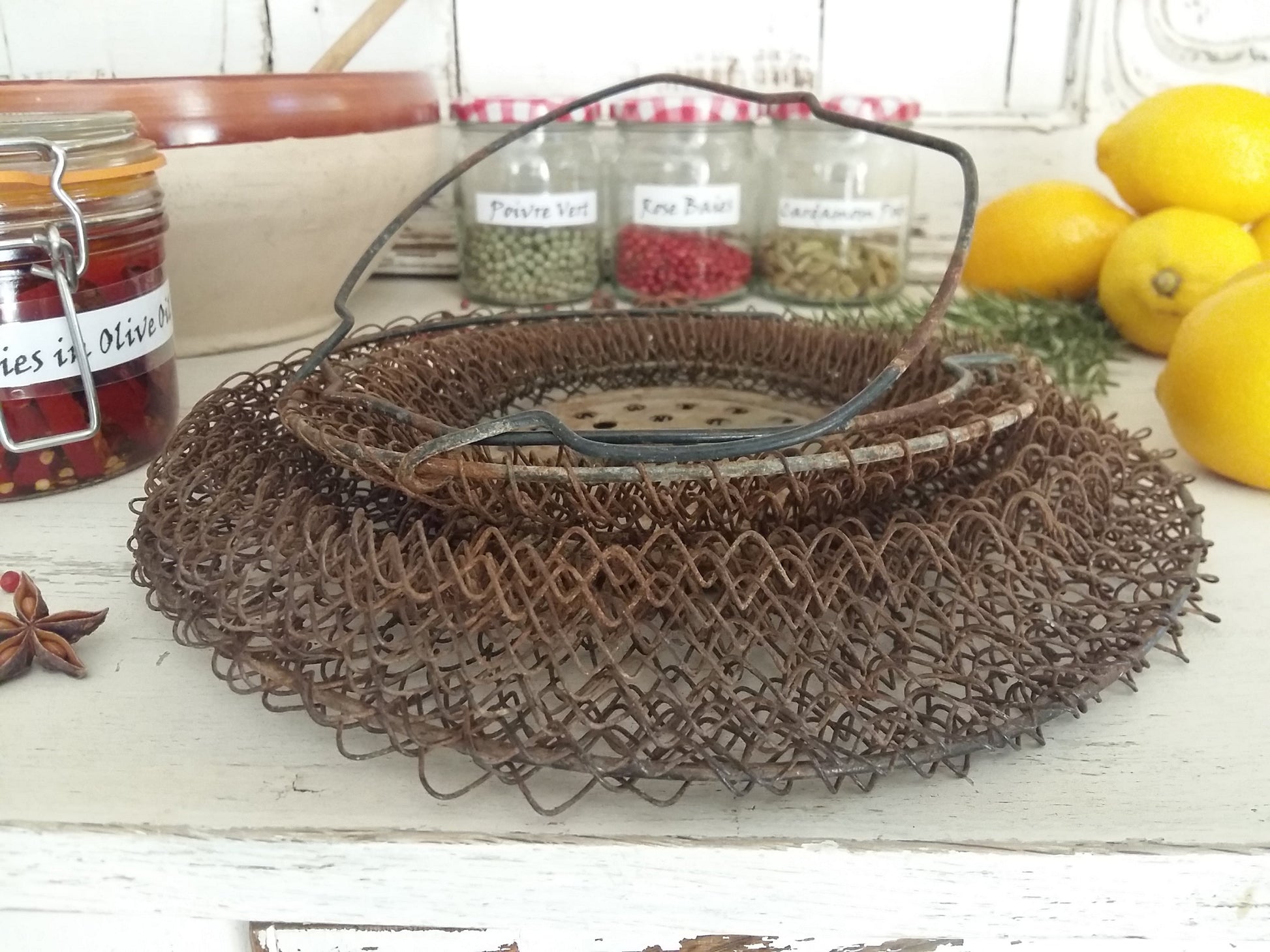 1950s Wire Fishing Basket. from Tiggy & Pip - Just €75! Shop now at Tiggy and Pip