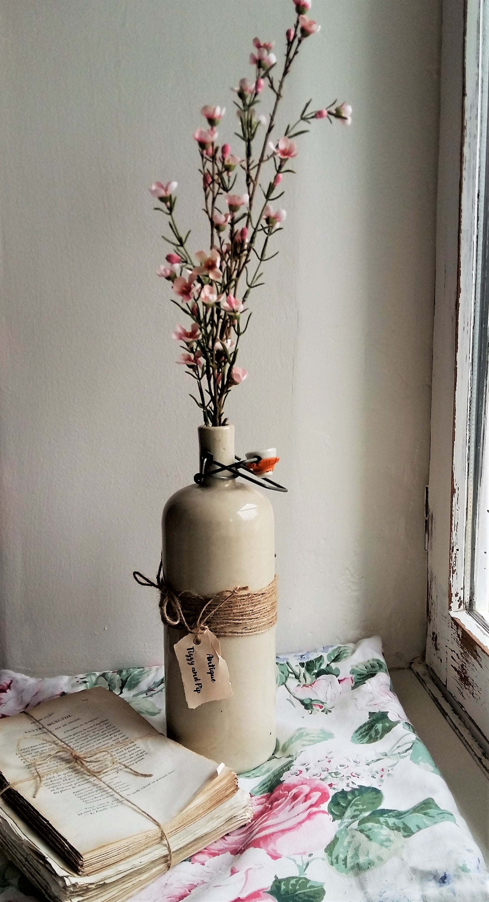 Antique Stoneware Bottle with Ceramic Stopper and Metal Clasp. from Tiggy & Pip - Just €69! Shop now at Tiggy and Pip