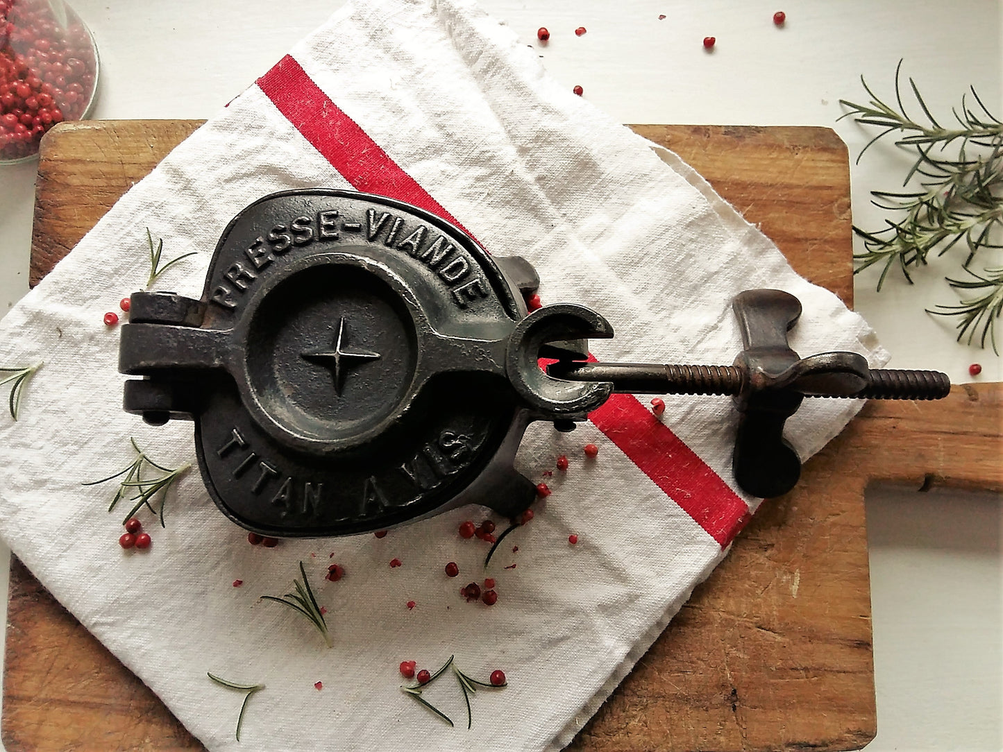 Antique, Cast Iron, French Meat Press. from Tiggy & Pip - Just €139! Shop now at Tiggy and Pip