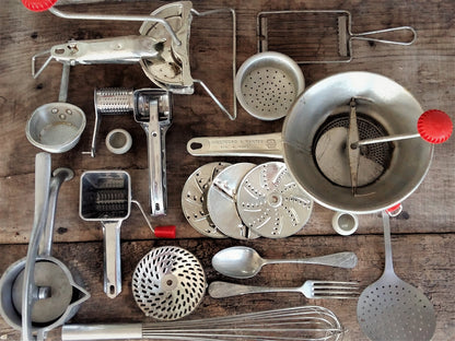 Set of SIXTEEN Vintage Kitchen Utensils. from Tiggy & Pip - Just €156! Shop now at Tiggy and Pip