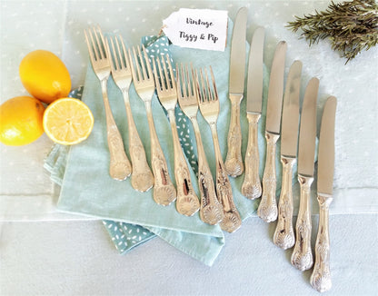 Twelve Silver Plated Knives and Forks. Elegant, Ornate Silver Plated Cutlery. from Tiggy & Pip - Just €94! Shop now at Tiggy and Pip