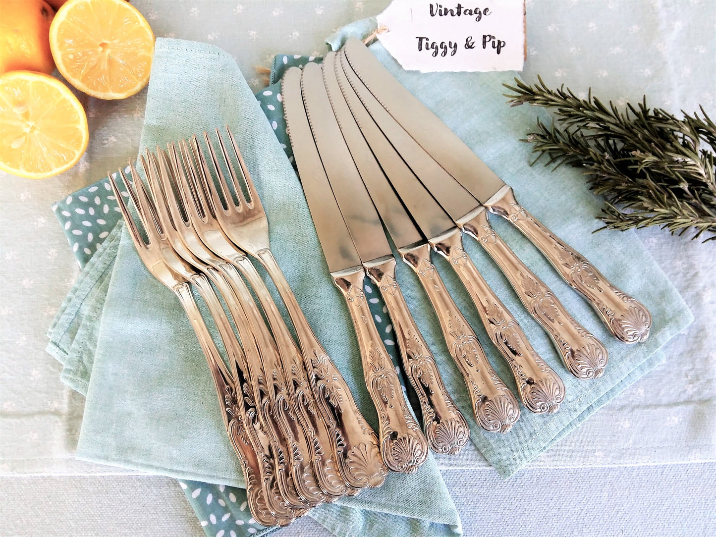 Twelve Silver Plated Knives and Forks. Elegant, Ornate Silver Plated Cutlery. from Tiggy & Pip - Just €94! Shop now at Tiggy and Pip