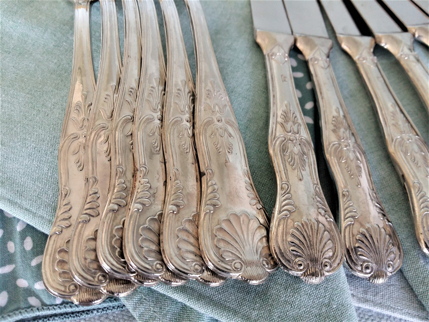 Twelve Silver Plated Knives and Forks. Elegant, Ornate Silver Plated Cutlery. from Tiggy & Pip - Just €94! Shop now at Tiggy and Pip