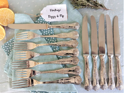 Twelve Silver Plated Knives and Forks. Elegant, Ornate Silver Plated Cutlery. from Tiggy & Pip - Just €94! Shop now at Tiggy and Pip