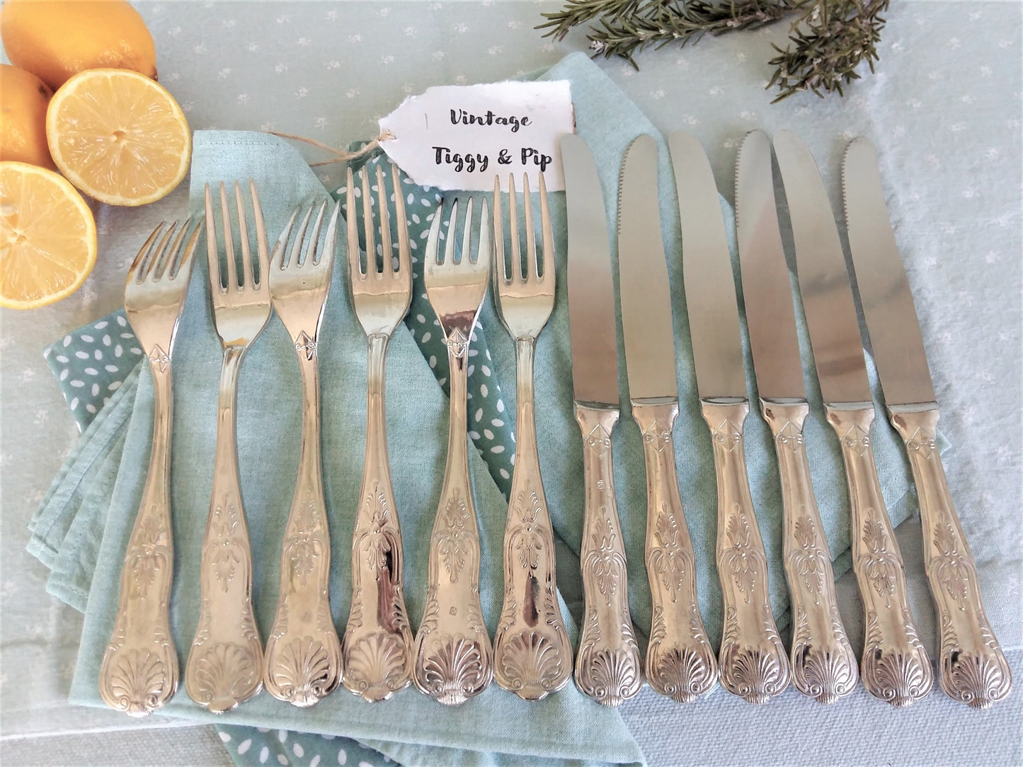 Twelve Silver Plated Knives and Forks. Elegant, Ornate Silver Plated Cutlery. from Tiggy & Pip - Just €94! Shop now at Tiggy and Pip