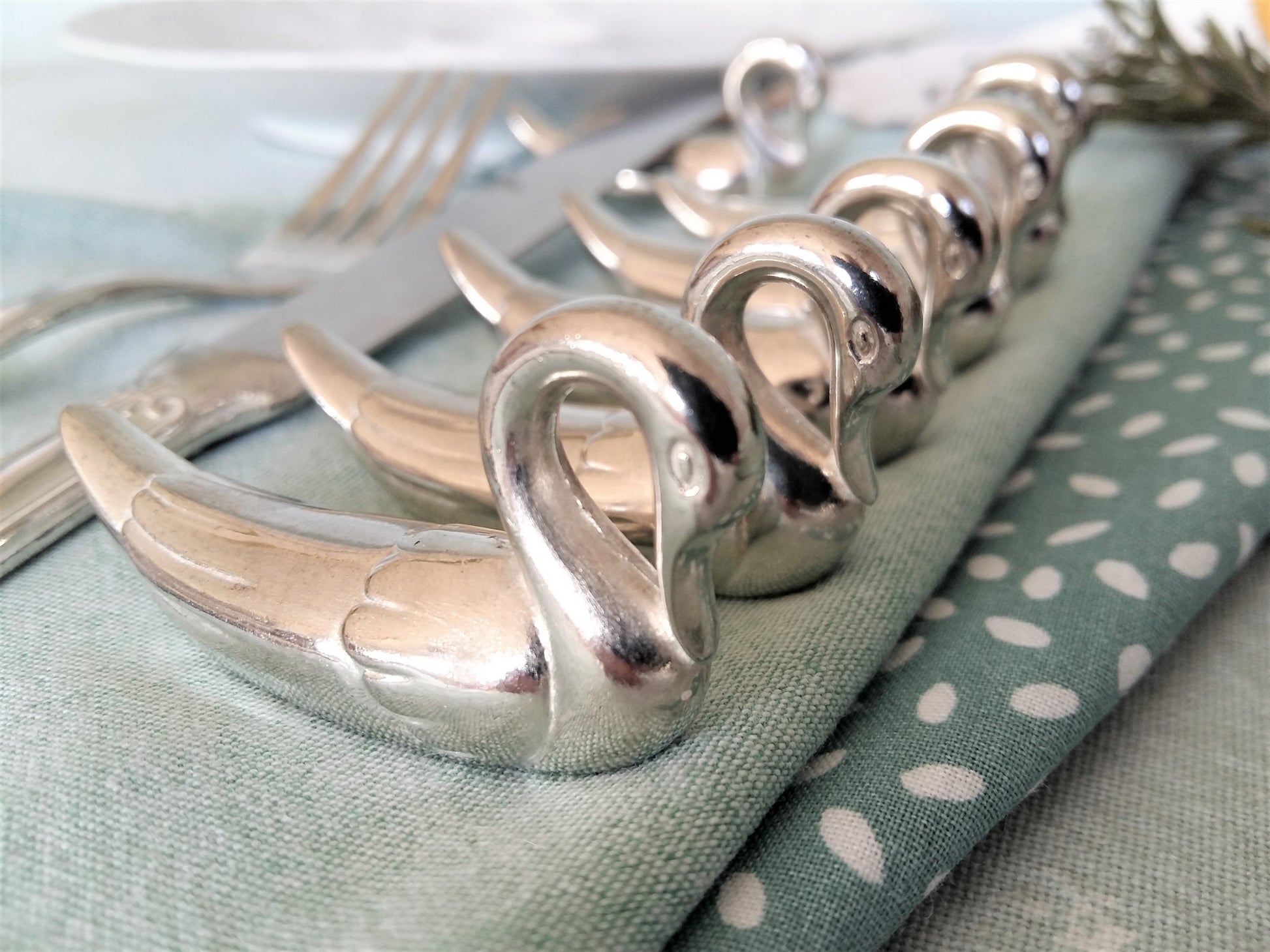 Set of Six Silver Plated Swan Knife Rests. Chopstick Rests. from Tiggy & Pip - Just €59! Shop now at Tiggy and Pip