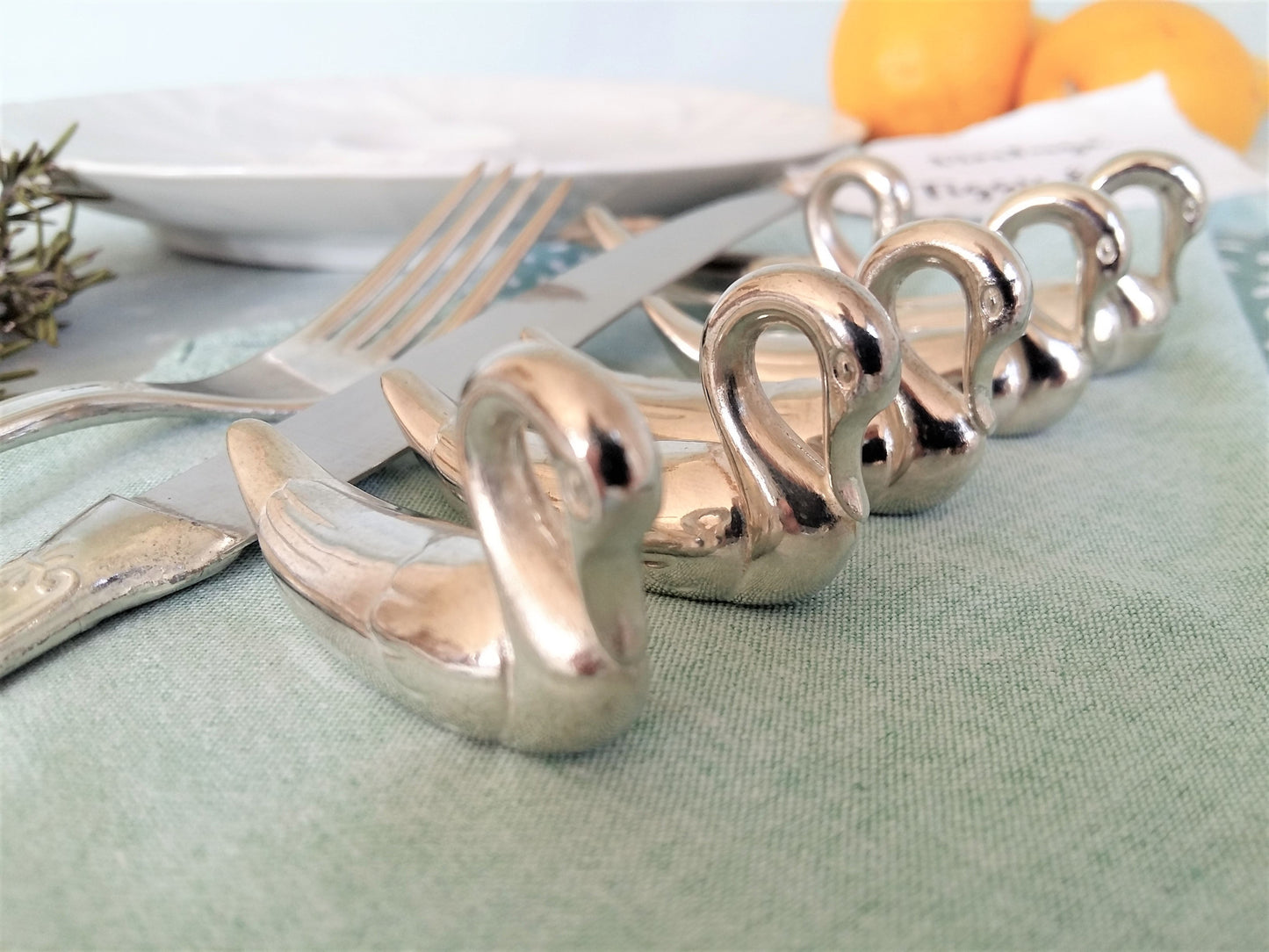 Set of Six Silver Plated Swan Knife Rests. Chopstick Rests. from Tiggy & Pip - Just €59! Shop now at Tiggy and Pip