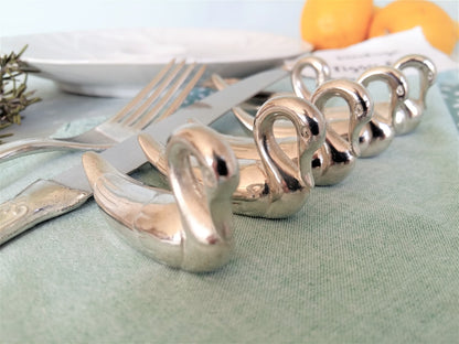 Set of Six Silver Plated Swan Knife Rests. Chopstick Rests. from Tiggy & Pip - Just €59! Shop now at Tiggy and Pip