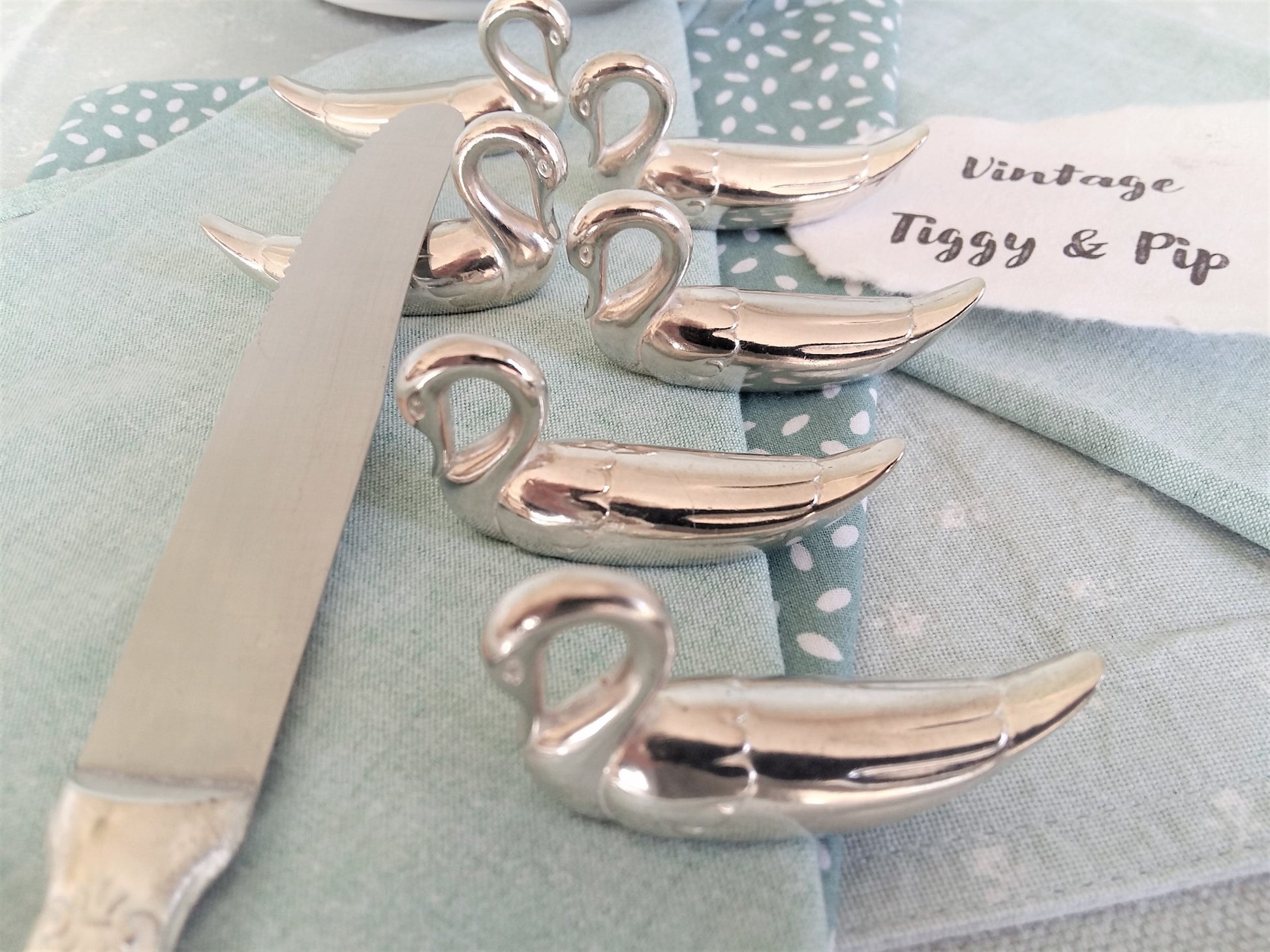 Set of Six Silver Plated Swan Knife Rests. Chopstick Rests. from Tiggy & Pip - Just €59! Shop now at Tiggy and Pip