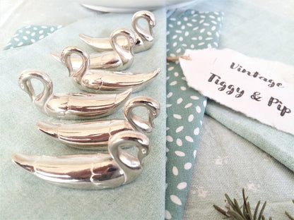 Set of Six Silver Plated Swan Knife Rests. Chopstick Rests. from Tiggy & Pip - Just €59! Shop now at Tiggy and Pip