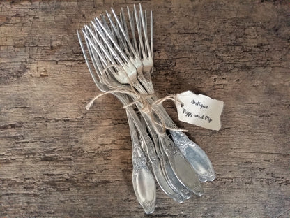 Set of 9 Silver Plated Antique Forks. from Tiggy & Pip - Just €78! Shop now at Tiggy and Pip