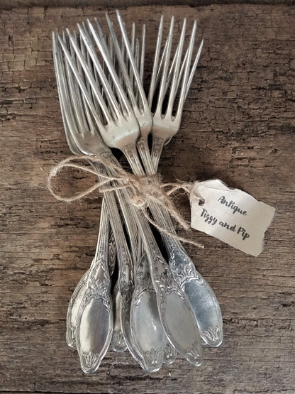 Set of 9 Silver Plated Antique Forks. from Tiggy & Pip - Just €78! Shop now at Tiggy and Pip