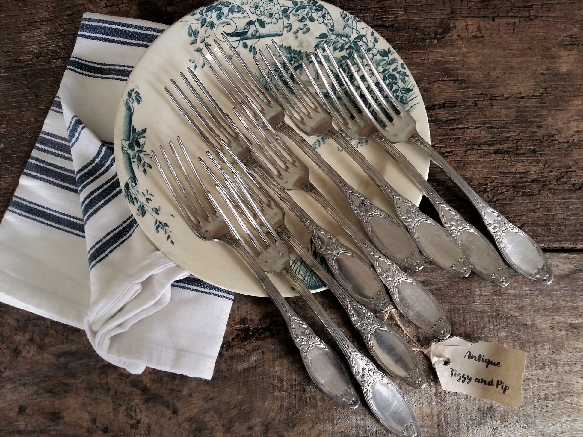 Set of 9 Silver Plated Antique Forks. from Tiggy & Pip - Just €78! Shop now at Tiggy and Pip