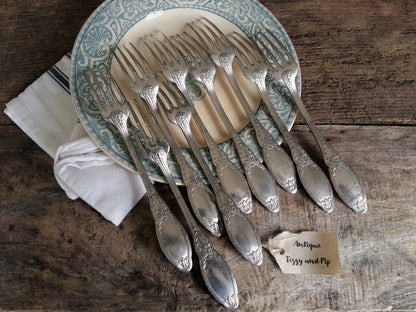 Set of 9 Silver Plated Antique Forks. from Tiggy & Pip - Just €78! Shop now at Tiggy and Pip