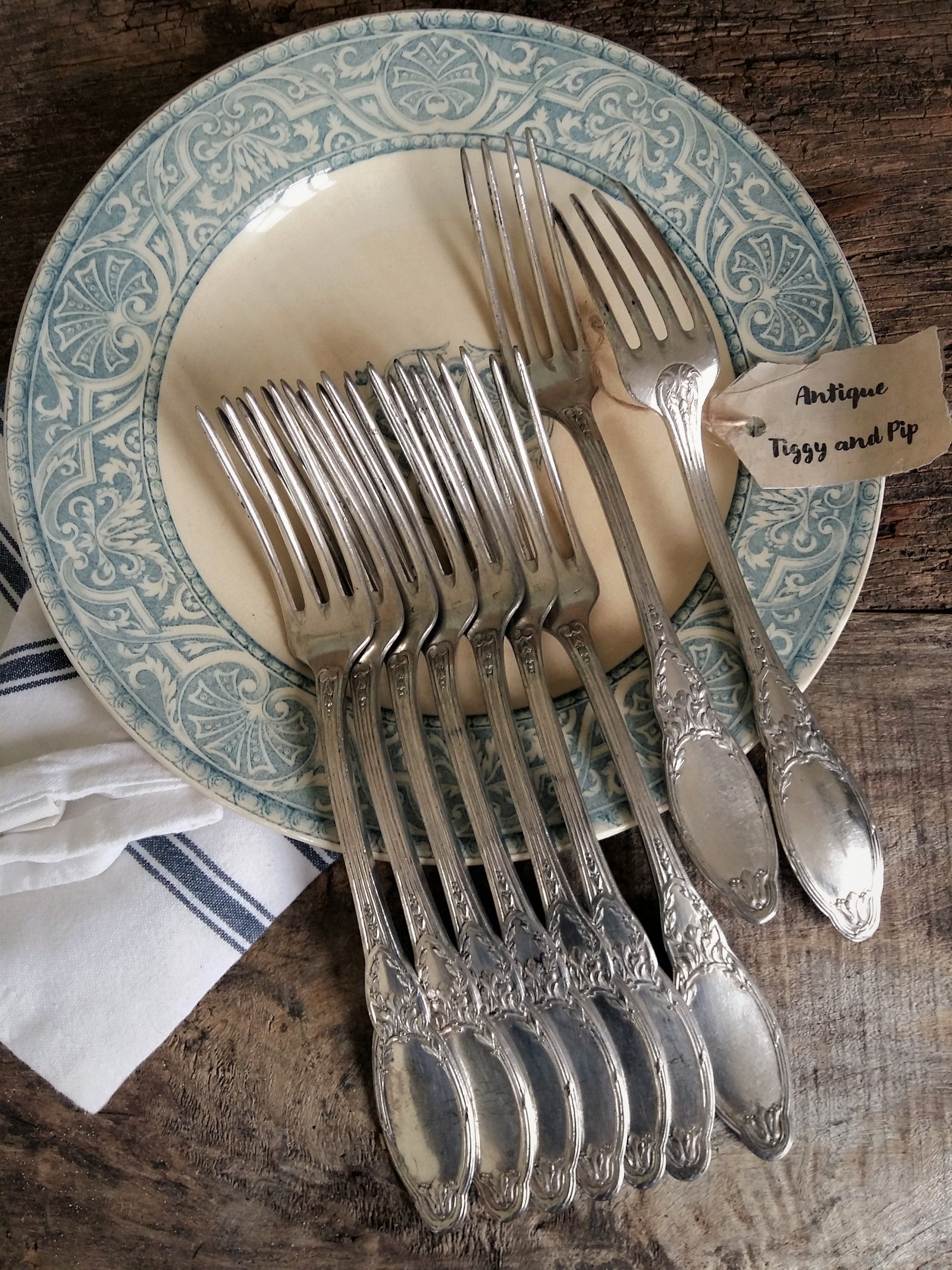 Set of 9 Silver Plated Antique Forks. from Tiggy & Pip - Just €78! Shop now at Tiggy and Pip