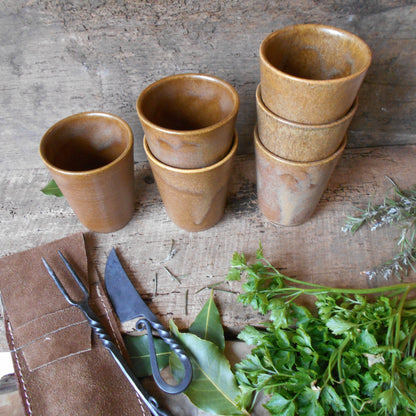 Six Stoneware Tumblers. Medieval Re-enactment Cups from Tiggy & Pip - Just €84! Shop now at Tiggy and Pip