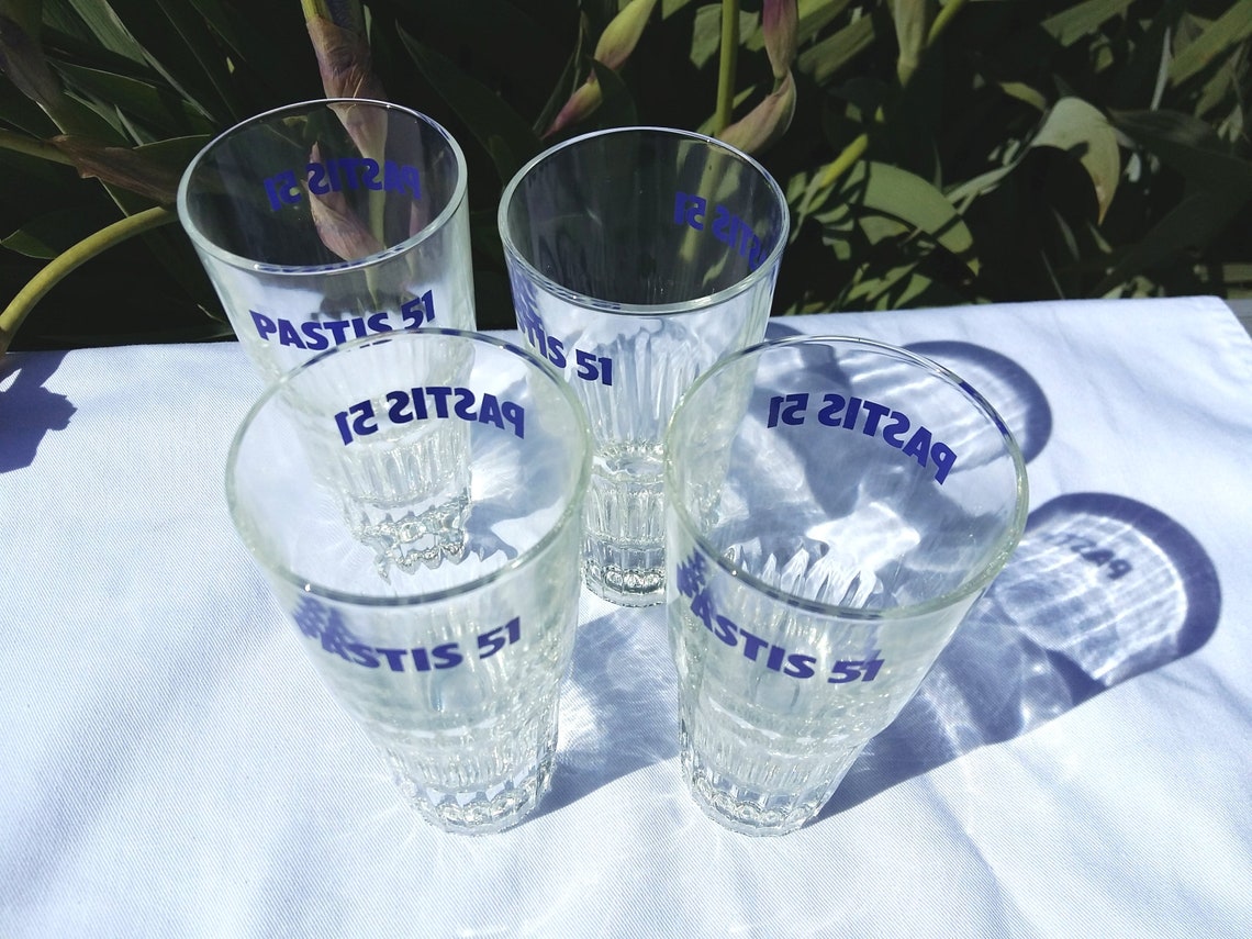 Four French PASTIS 51 Tumblers. from Tiggy and Pip - Just €80! Shop now at Tiggy and Pip