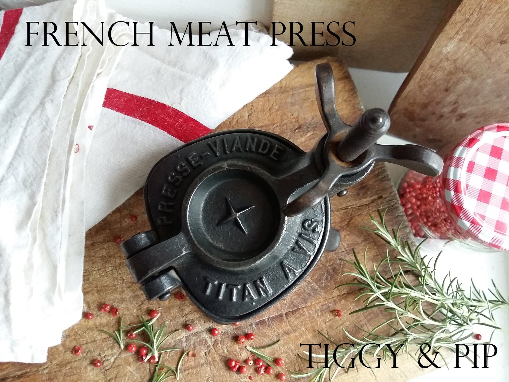 Antique, Cast Iron, French Meat Press. from Tiggy & Pip - Just €139! Shop now at Tiggy and Pip